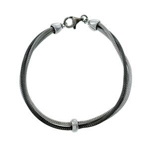 Estate Sterling Silver 925 Multi Tone Three-Strand Mesh Bracelet 8"